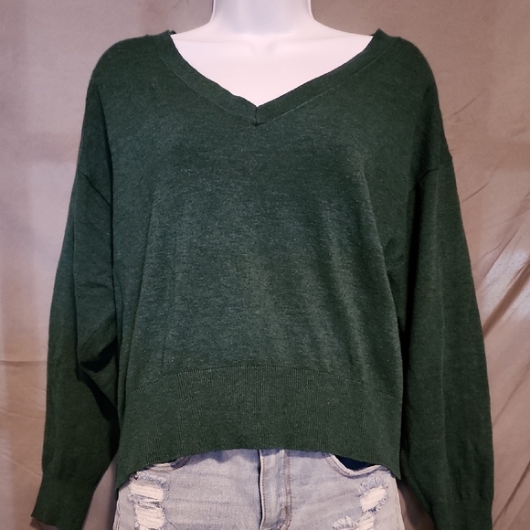 a new day Sweaters - a new day Women's V-Neck Sweater - Dark Green